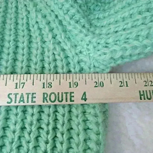 H&M Sweater Chunky Knit Womens Medium Green Mock Neck Crop - Picture 13 of 14